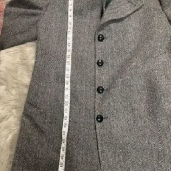 Vintage Men’s Overcoat Herringbone Gray Size 42 - Picture 7 of 9